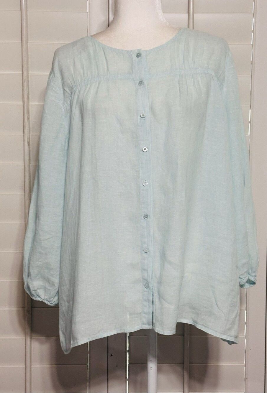 Talbots Women PXL  Linen Button Up Blouse Beach Lagenlook Minimalist